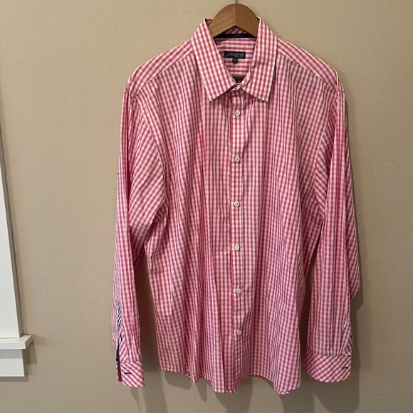 NWOT Jeremy Argle NYC Men's Pink and White Checked Button-down XXL 100% Cotton - Picture 4 of 12